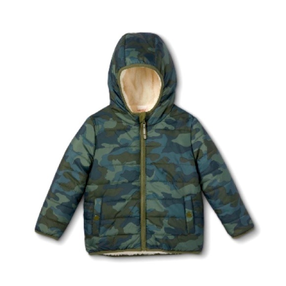 TODDLER Boys' Camouflage Reversible Puffer Jacket - Cat & Jack - Size 18m - Picture 1 of 13